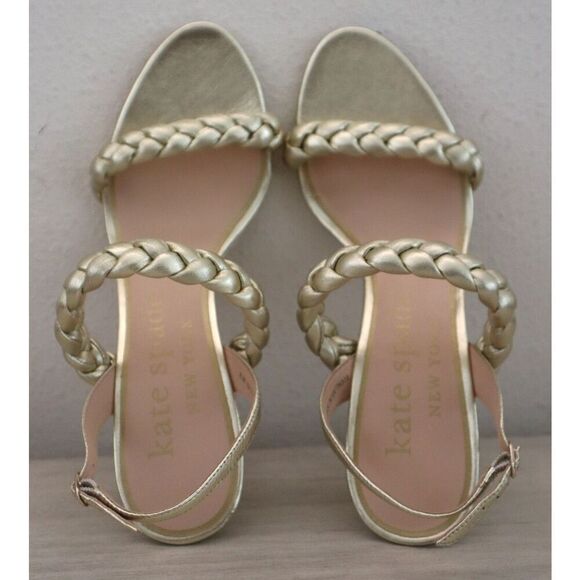 Kate Spade Womens 8.5B Pale Gold Saffron Metallic Leather Slingback Sandals - Picture 12 of 15